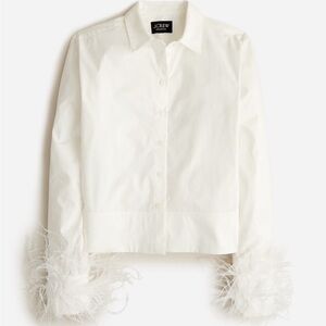 NWT J.Crew Collection - new/tags cropped feather-trim Garçon shirt